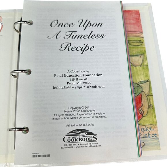 Once Upon A Timeless Recipe Cookbook Petal Education Foundation Ring Binder - Picture 4 of 8